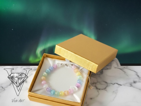 WIELOBARWNA BRANSOLETKA Z KAMIENI KOCIE OKO OD VIVA JEWELRY & ART