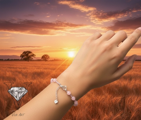 BRANSOLETKA Z RÓŻOWEGO CHALCEDONU OD VIVA JEWELRY & ART