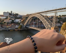 GRANATOWO ZŁOTA BRANSOLETKA Z HEMETYTU I SREBRA POZŁACANEGO 18 K ZŁOTEM OD VIVA JEWELRY