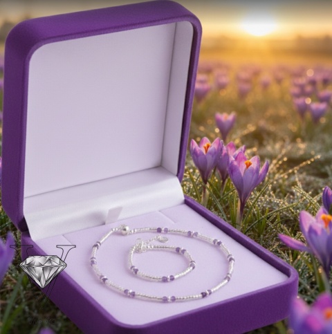 KOMPLET BIŻUTERII ,,ROSA KROKUSA" Z AMETYSTU I SREBRA 925 OD VIVA JEWELRY & ART