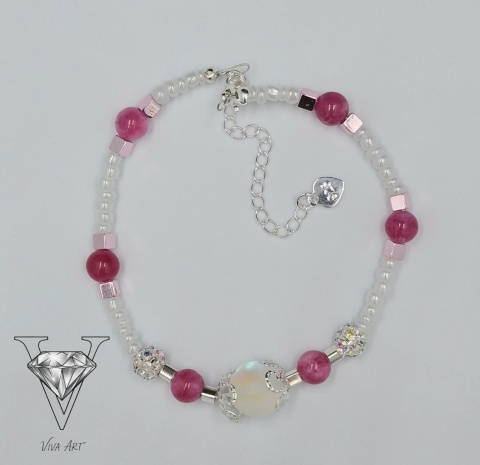 RÓŻOWO BIAŁA BRANSOLETKA ZE SPEKTROLITU OD VIVA JEWELRY