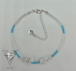 BRANSOLETKA TURKUSOWA ZE SZKŁEM JUBILERSKIM I SSREBREM OD VIVA JEWELRY & ART