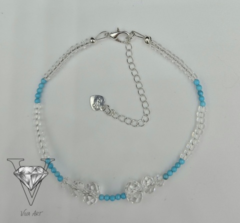 BRANSOLETKA TURKUSOWA ZE SZKŁEM JUBILERSKIM I SSREBREM OD VIVA JEWELRY & ART
