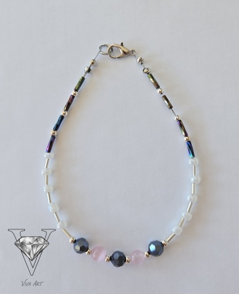 BRANSOLETKA Z HEMETYTÓW I SREBRNYCH PREKŁADEK OD VIVA JEWELRY & ART