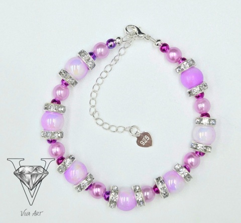 RÓZOWA BRANSOLETKA ZE SREBREM OC VIVA JEWELRY