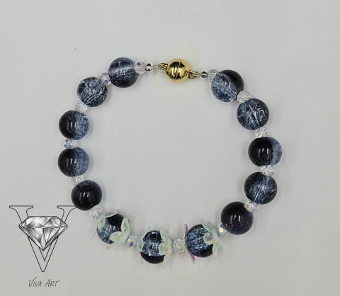 NIEBIESKA BRANSOLETKA ZE SZKLANYMI PRZEKŁADKAMI OD VIVA JEWELRY