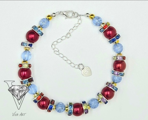 NIEBIESKO CZERWONA UROCZA BRANSOLETKA OD VIVA JEWELRY