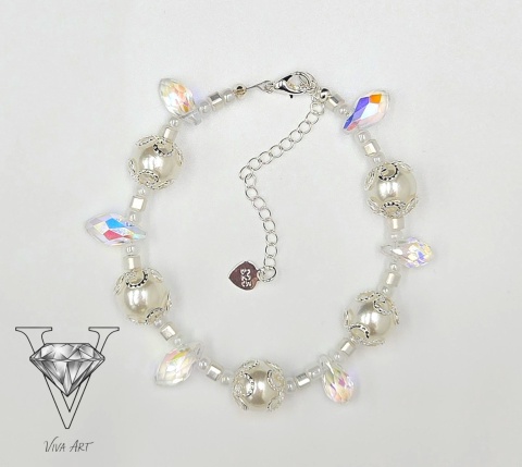 OBRAZ BRANSOLETKI BIAŁO PRZEJRZYSTEJ OD VIVA JEWELRY