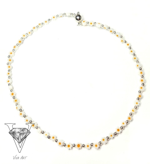 KWIATOWY NASZYJNIK Z ORALIKÓW AKRYLOWYCH I SREBRA OD VIVA JEWELRY & ART
