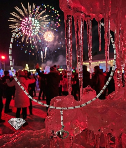 CZERWONO PRZEJRZYSTY NASZYJNIK Z LABRADORYTU Z ZAWIESZKĄ OD VIVA JEWELRY