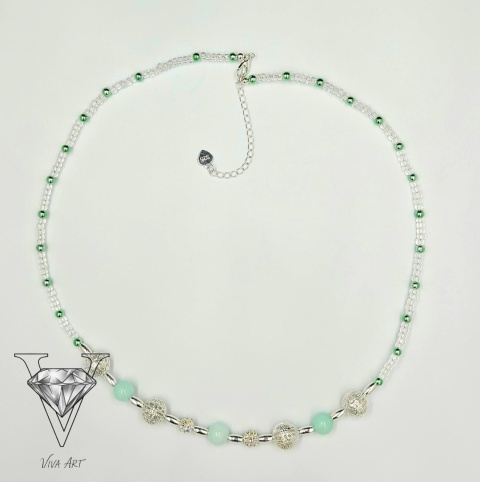 NASZYJNIK ZIELONY ZE SREBREM OD VIVA JEWELRY